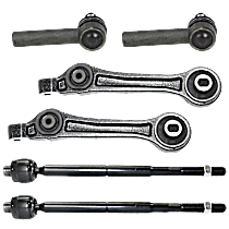 6-Piece Kit Front, Driver and Passenger Side, Lower Control Arm, RWD, includes (2) Control Arm and (4) Tie Rod End