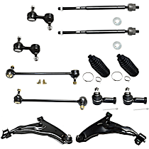 12-Piece Kit Front, Driver and Passenger Side, Lower Control Arms with Ball Joints, Steering Rack Boots, Sway Bar Links and Tie Rod Ends