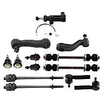 13-Piece Kit Idler Arm Bracket,  Includes (4) Ball Joint, (1) Idler Arm, (1) Idler Arm Bracket, (1) Pitman Arm, (2) Sway Bar Link, and (4) Tie Rod End
