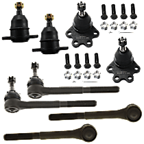 8-Piece Kit Front, Driver and Passenger Side, Upper and Lower Ball Joint, Bolt-On Type, includes (4) Ball Joint and (4) Tie Rod End
