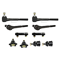 10-Piece Kit Front, Driver and Passenger Side, Upper and Lower Ball Joint, includes (4) Ball Joint, (2) Tie Rod Adjusting Sleeve, and (4) Tie Rod End
