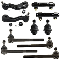 10-Piece Kit Idler Arm, without Bracket, Tapered Stud Increases Stud To Bearing Contact Area By 35 Percent  Includes (2) Ball Joint, (1) Idler Arm, (1) Pitman Arm, (2) Tie Rod Adjusting Sleeve, and (4) Tie Rod End