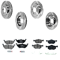 8-Piece Kit Front and Rear Brake Disc and Pad Kit, Plain Surface, 5 Lugs, Ceramic, FWD,  With Rear Disc Brake, Premier, 3.0L 6Cyl, Pro-Line Series  Includes (4) Brake Disc and (2) Brake Pad Set