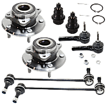 8-Piece Kit Front, Driver or Passenger Side Suspension Kit, Includes (2) Ball Joint, (2) Sway Bar Link, (2) Tie Rod End, and (2) Wheel Hub