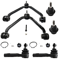 6-Piece Kit Front, Driver and Passenger Side Suspension Kit, Four Wheel Drive, For Models With Front Torsion Bar Spring, 1 Piece Design,  Includes (2) Ball Joint, (2) Control Arm and (2) Tie Rod End