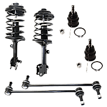 6-Piece Kit Front, Driver and Passenger Side Suspension Kit, Includes (2) Ball Joint, (2) Loaded Strut, and (2) Sway Bar Link