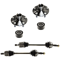 6-Piece Kit Front, Driver and Passenger Side Axle Assembly, New, includes (2) Axle Assembly, (2) Wheel Bearing and (2) Wheel Hub
