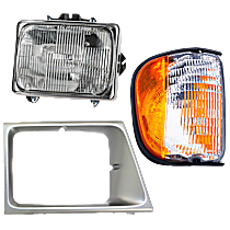 3-Piece Kit, Passenger Side Halogen Headlight, With bulb(s), OE Replacement, Includes (1) Headlight, (1) Corner Light and (1) Headlight Door