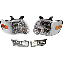 4-Piece Kit Driver and Passenger Side Halogen Headlight, With bulb(s), OE Replacement, Includes (2) Fog Light and (2) Headlight