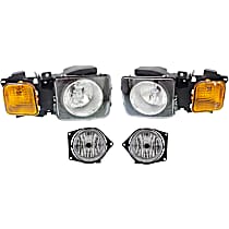 4-Piece Kit Driver and Passenger Side Halogen Headlight, With bulb(s), Sport Utility, OE Replacement, Includes (2) Fog Light and (2) Headlight