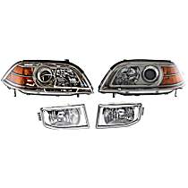 4-Piece Kit Driver and Passenger Side Halogen Headlight, Without bulb(s), OE Replacement,  Includes (2) Fog Light and (2) Headlight