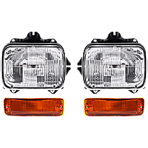 4-Piece Kit, Driver and Passenger Side Halogen Headlight, With bulb(s), For Models With NAL Brand Lamps Model, OE Replacement, Includes (2) Headlight and (2) Turn Signal Light