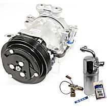 2-Piece Kit A/C Compressor Kit, 7.4L 8Cyl, 4.33in Diameter, 6 Groove, Acum/Drier 1411644, Front Exp Valve 3411243, HT6, Hose On Top, O-Ring Seal Kit 1321274, PAG 46 Oil, Rear Exp Valve 341144, With Rear Air Conditioning, with 2 O'Clock Coil