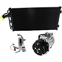 3-Piece Kit A/C Compressor with A/C Condenser, and A/C Service Kit (A/C Accumulator, A/C Orifice Tube, and A/C O-Ring and Gasket Seal Kit), 6-Groove Pulley