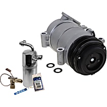 A/C Compressor Kit Kit, Includes A/C Compressor and A/C Service Kit (A/C Accumulator, A/C Orifice Tube, and A/C O-Ring and Gasket Seal Kit), One Bolts to mount the Hoses