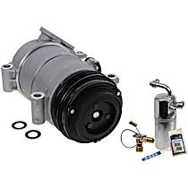 2-Piece Kit A/C Compressor Kit, 4.8L 8Cyl, OHV, 1 Bolt to mount the Hoses, With Clutch, 4-Groove Pulley,  Includes (1) A/C Compressor and (1) A/C Service Kit (A/C Accumulator, A/C Orifice Tube, and A/C O-Ring and Gasket Seal Kit)