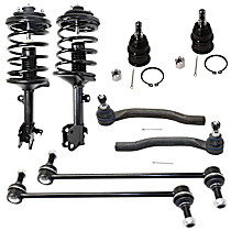 10-Piece Kit Front, Driver and Passenger Side Suspension Kit, Includes (2) Ball Joint, (2) Loaded Strut, (2) Sway Bar Link, and (4) Tie Rod End