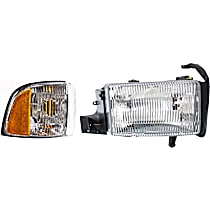 2-Piece Kit Passenger Side Halogen Headlight, With bulb(s), OE Replacement, Includes (1) Headlight and (1) Corner Light