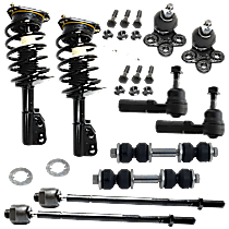 10-Piece Kit Front, Driver and Passenger Side Suspension with Ball Joints, Loaded Struts, Sway Bar Links, and Tie Rod Ends, Sedan