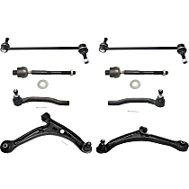 8-Piece Kit Front, Driver and Passenger Side, Lower Control Arm Kit, Includes (2) Control Arm, (2) Sway Bar Link, and (4) Tie Rod End