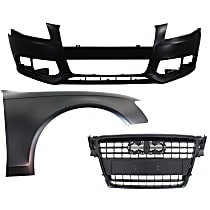 Front Grille Assembly Kit, Primed Shell with Primed Insert, Grille, includes Bumper Cover and Fender