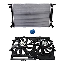 Radiator Kit, 2.0L Engine, Aluminum Core, Plastic Tank, includes Cooling Fan Assembly and Radiator Cap