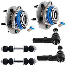 6-Piece Kit Front and Rear, Driver and Passenger Side Suspension Kit, Includes (2) Sway Bar Link, (2) Tie Rod End, and (2) Wheel Hub