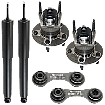 6-Piece Kit Rear, Driver and Passenger Side Suspension Kit, Includes (2) Shock Absorber, (2) Sway Bar Link, and (2) Wheel Hub