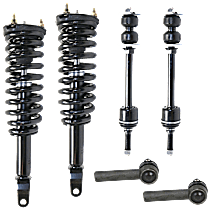 6-Piece Kit Front, Driver and Passenger Side Suspension with Loaded Struts, Sway Bar Links, and Tie Rod Ends, Rear Wheel Drive