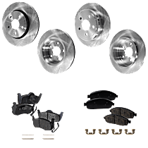 8-Piece Kit Front and Rear Brake Disc and Pad Kit, Plain Surface, 5 Lugs, Ceramic - Front, Semi-Metallic - Rear, Sport, 4.7L 8Cyl, Pro-Line Series  Includes (4) Brake Disc and (2) Brake Pad Set