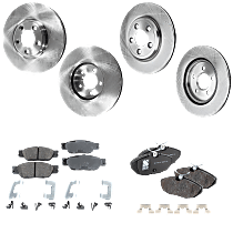 Front and Rear Brake Disc and Pad Kit, Plain Surface, 5 Lugs, Cast Iron, Organic, Pro-Line Series