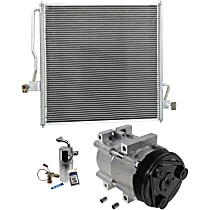 3-Piece Kit A/C Compressor, 6-Groove Pulley, includes A/C Condenser, and A/C Service Kit (A/C Accumulator, A/C Expansion Valve, A/C Orifice Tube, and A/C O-Ring and Gasket Seal Kit)