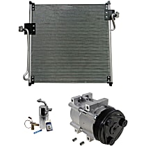 3-Piece Kit A/C Compressor Kit, 3.0L 6Cyl, With Clutch, 6-Groove Pulley,  Includes (1) A/C Compressor, (1) A/C Condenser, and (1) A/C Service Kit (A/C Accumulator, A/C Orifice Tube, and A/C O-Ring and Gasket Seal Kit)