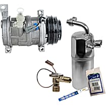 2-Piece Kit A/C Compressor Kit, 6.0L 8Cyl, 2 Bolts to mount the Hoses, With Clutch, 4-Groove Pulley,  Includes (1) A/C Compressor and (1) A/C Service Kit (A/C Accumulator, A/C Expansion Valve, A/C Orifice Tube, and A/C O-Ring and Gasket Seal