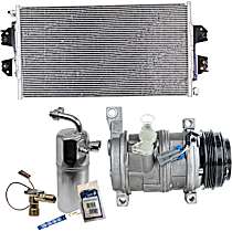3-Piece Kit A/C Compressor Kit, 6.0L 8Cyl, Two Bolts to mount the Hoses, With Clutch, 4-Groove Pulley,  Includes (1) A/C Compressor, (1) A/C Condenser, and (1) A/C Service Kit (A/C Accumulator, A/C Orifice Tube, and A/C O-Ring and Gasket Seal