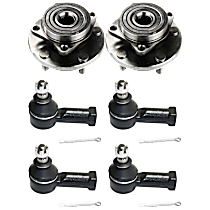 6-Piece Kit Front, Driver and Passenger Side Suspension Kit, includes (4) Tie Rod End and (2) Wheel Hub