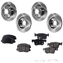 8-Piece Kit Front and Rear Brake Disc and Pad Kit, Plain Surface, 1.5L 4Cyl,  Includes (4) Disc and (2) Pad Set