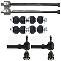 8-Piece Kit Front, Driver and Passenger Side, Lower Ball Joint, includes (2)Ball Joint,(2)Sway Bar Link and (4)Tie Rod End