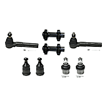 8-Piece Kit Front, Driver and Passenger Side, Upper and Lower Ball Joint, Four Wheel Drive, Oe Type, Extended Crew Cab Pickup,  Includes (4) Ball Joint, (2) Tie Rod Adjusting Sleeve, and (2) Tie Rod End