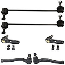 6-Piece Kit Front, Driver and Passenger Side, Lower Ball Joint, includes (2)Ball Joint, (2)Tie Rod End and (2)Sway Bar Link