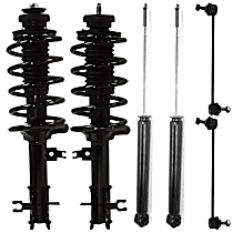 6-Piece Kit Front and Rear, Driver and Passenger Side Shock and Fully Loaded Strut,  Includes (2) Loaded Strut, (2) Shock Absorber, and (2) Sway Bar Link