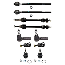 10-Piece Kit Front, Driver and Passenger Side, Upper and Lower Ball Joint, Press-in Type,  Includes (4) Ball Joint, (2) Sway Bar Link, and (4) Tie Rod End