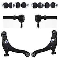 6-Piece Kit Front, Driver and Passenger Side, Lower Control Arm, Standard Design, includes (2) Control Arm, (2) Sway Bar Link, and (2) Tie Rod End