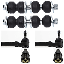 6-Piece Kit Front, Driver and Passenger Side, Lower Ball Joint, includes (2)Ball Joint, (2)Tie Rod End and (2)Sway Bar Link