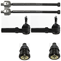 5-Piece Kit Front, Driver and Passenger Side, Lower Ball Joint, includes (2) Ball Joint and (3) Tie Rod End