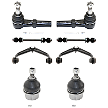 8-Piece Kit Front, Driver and Passenger Side, Upper Control Arm, Heavy Duty Design,  Includes (2) Ball Joint, (2) Control Arm, (2) Sway Bar Link, and (2) Tie Rod End