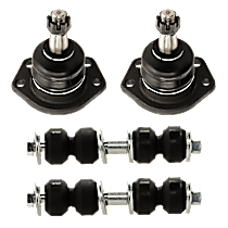 4-Piece Kit Front, Driver and Passenger Side, Upper Ball Joint, 4WD, Heavy Duty Design, includes (2) Ball Joint and (2) Sway Bar Link