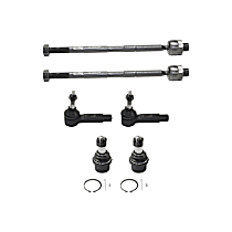 6-Piece Kit Front, Driver and Passenger Side, Lower Ball Joint, Rear Wheel Drive,  Includes (2) Ball Joint and (4) Tie Rod End