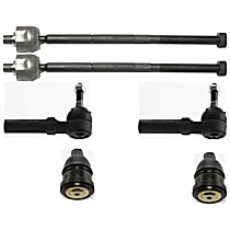 6-Piece Kit Front, Driver and Passenger Side, Lower Ball Joint, includes (2) Ball Joint and (4) Tie Rod End