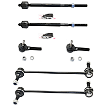 6-Piece Kit Front, Driver and Passenger Side, Inner and Outer Tie Rod End with Sway Bar Links